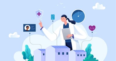 An illustration shows a clinician and key features of remote patient monitoring services 