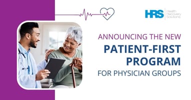 A graphic featuring the HRS logo and the photo of a male physician and female elderly patient states 