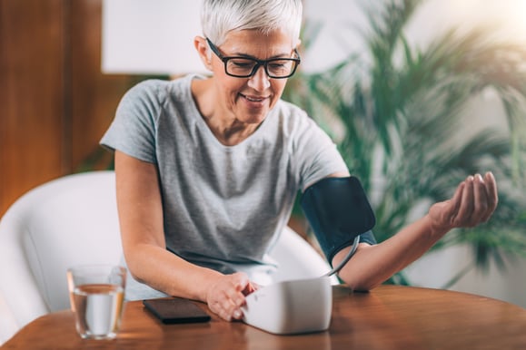 Patient recording blood pressure