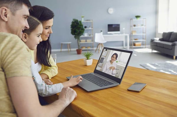 family using pediatric telehealth solution