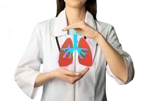 doctor for pneumonia with lung graphic