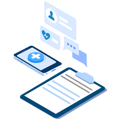 A graphic shows a clipboard, mobile phone, and chat bubble to represent news