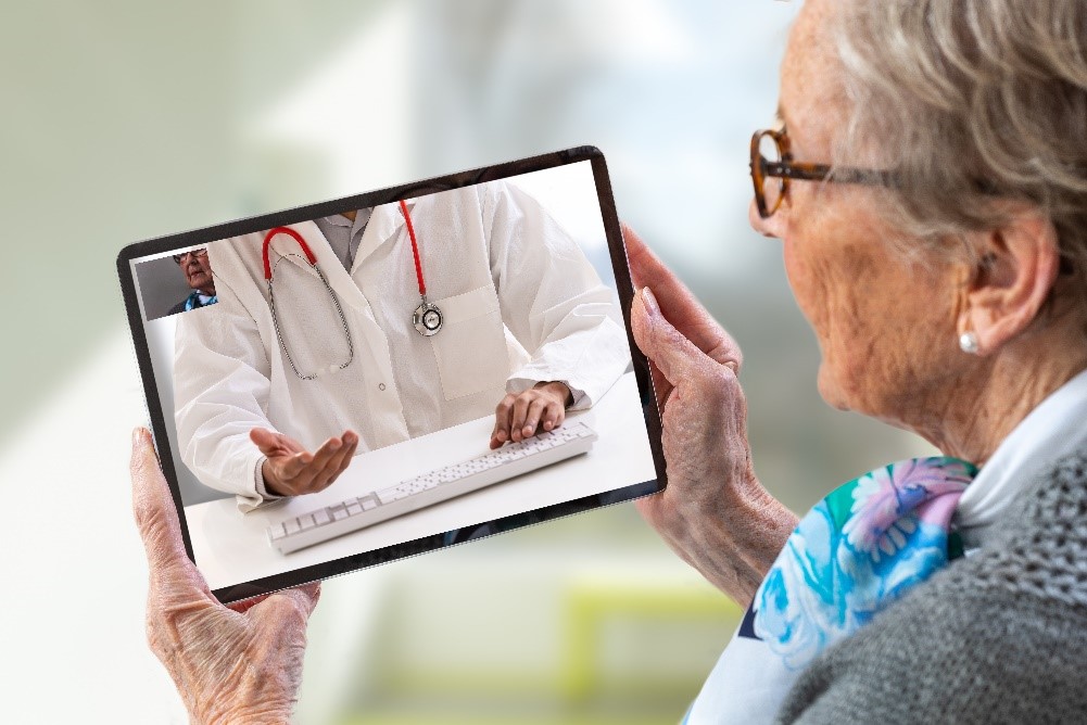 Physician telehealth visit with palliative care patient