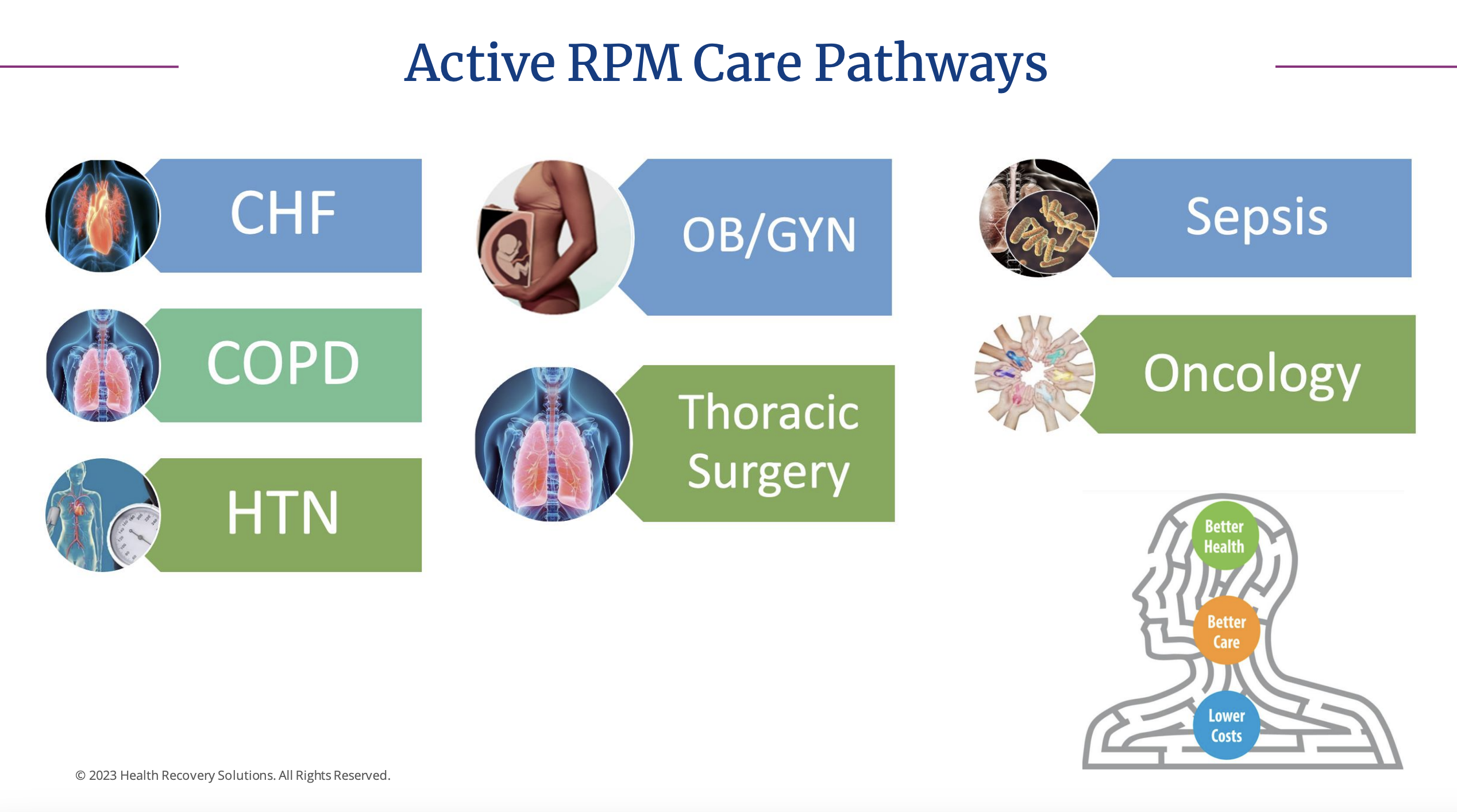 A slide from the webinar presentation shows the active RPM care pathways Lee Health currently supports